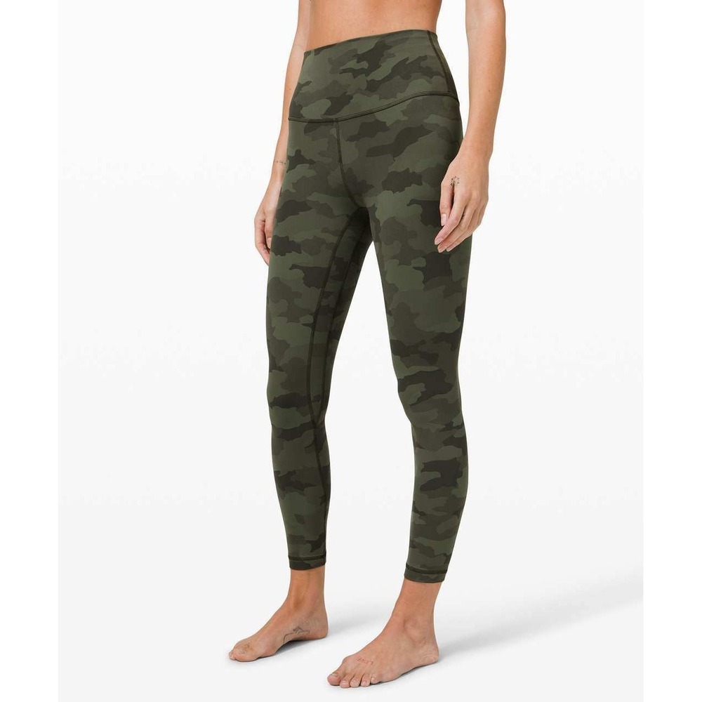 Lululemon Align Pant II Sz4 High Rise Leggings 25" Green Camo Yoga Pants Workout